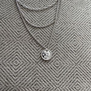 J. Crew Silver Triple-Layer Necklace with Pendant